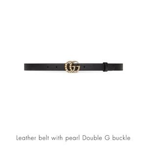 Authentic GUCCI leather belt with Pearl double G buckle